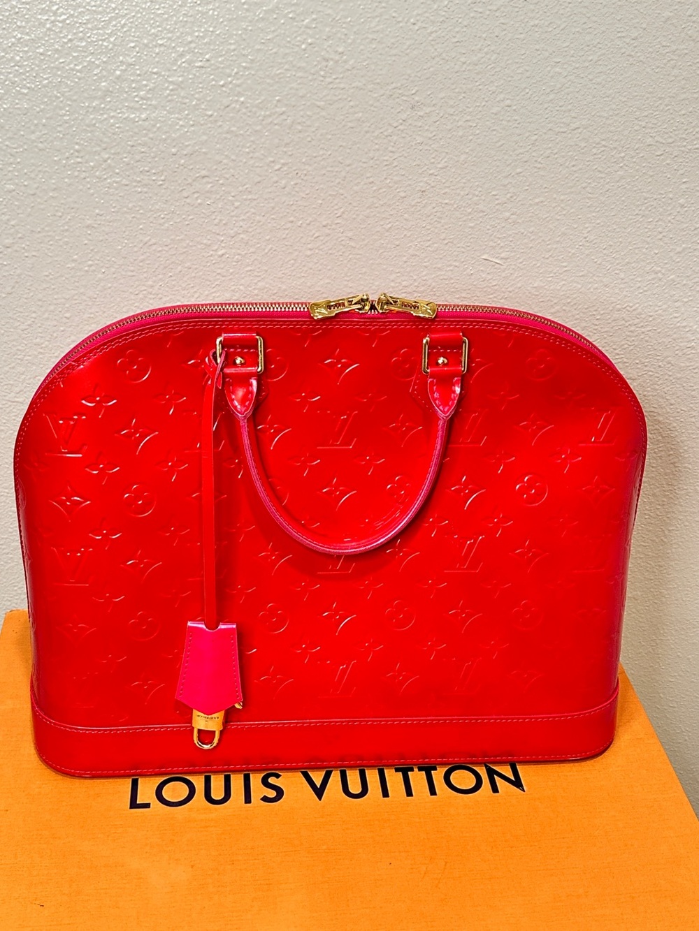 Louis Vuitton Alma PM Monogram Vernis Red Patent Leather Handbag - Picture 14 of 16